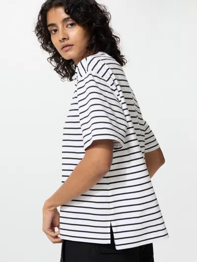 Uniqlo Women's Airism Cotton T-shirt Striped Off White Xl  Us