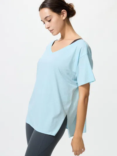 Uniqlo Women's Airism Relaxed V-neck T-shirt 2 Way Light Blue Xl  Us In Multi