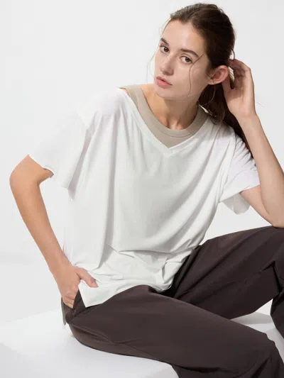 Uniqlo Women's Airism Relaxed V-neck T-shirt 2 Way White 2xl  Us