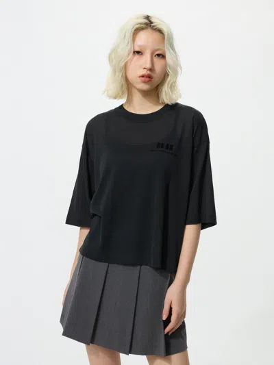 Uniqlo Women's Babymonster Ut Cropped Graphic T-shirt Sheer Black 2xl  Us