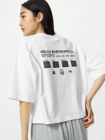 Uniqlo Women's Babymonster Ut Cropped Graphic T-shirt White Large  Us