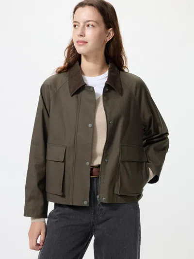 Uniqlo Women's Barn Short Jacket, Dark Brown, 2xs