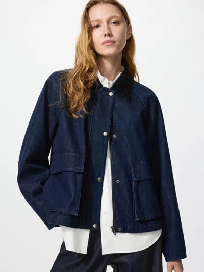 Uniqlo Women's Barn Short Jacket Denim Navy 2xl  Us In Blue