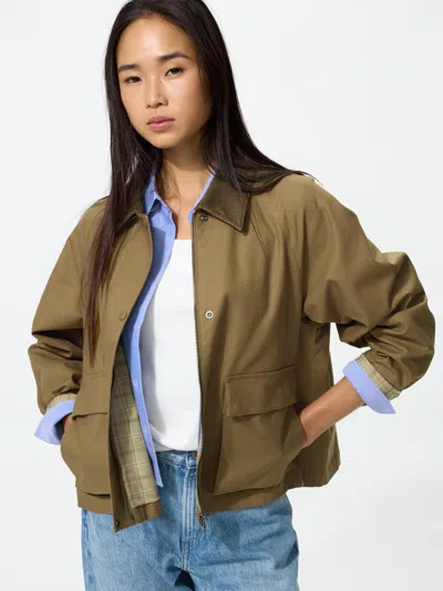 Uniqlo Women's Barn Short Jacket Khaki Medium  Us In Green