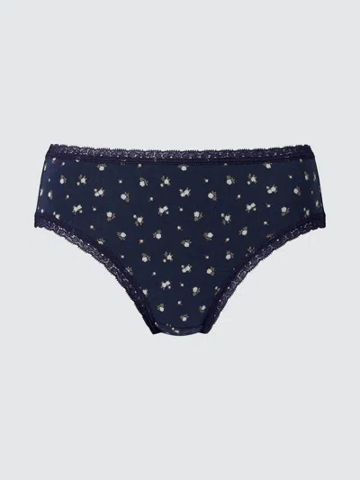 Uniqlo Women's Bikini Briefs Flower, Navy, Xs