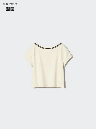 Uniqlo Women's Boat Neck T-shirt, Natural, 2xl In Brown