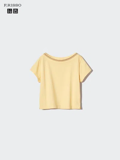 Uniqlo Women's Boat Neck T-shirt, Yellow, Xl