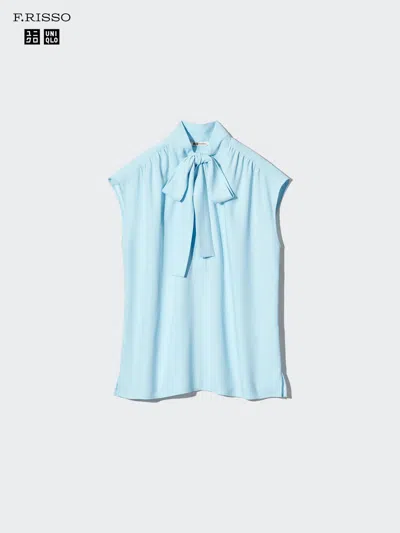 Uniqlo Women's Bow Tie Sleeveless Blouse, Light Blue, Large