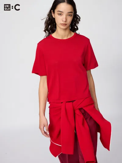 Uniqlo Women's Boxy Knitted T-shirt Red Large  Us