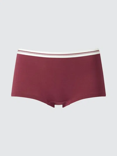 Uniqlo Women's Boyshorts Briefs Line, Red, Xs