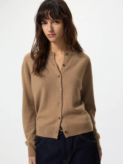 Uniqlo Women's Cashmere Cardigan, Beige, 2xs In Brown