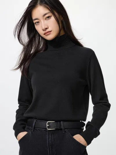 Uniqlo Women's Cashmere Sweater Turtleneck, Black, Xs