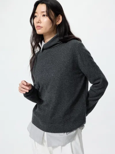 Uniqlo Women's Cashmere Sweater Turtleneck, Dark Gray, Medium