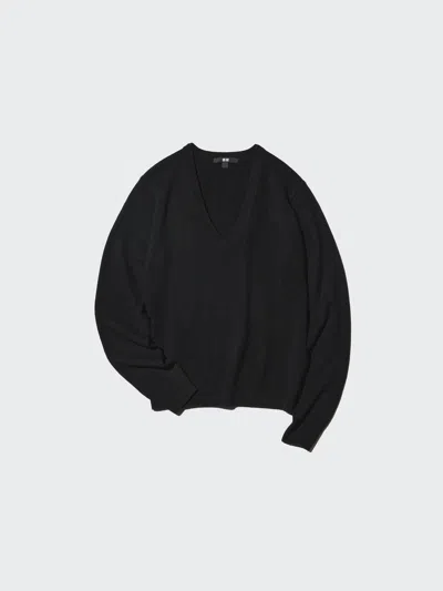 Uniqlo Women's Cashmere V-neck Sweater, Black, 2xs