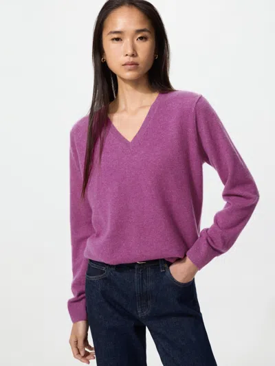 Uniqlo Women's Cashmere V-neck Sweater, Purple, 2xs