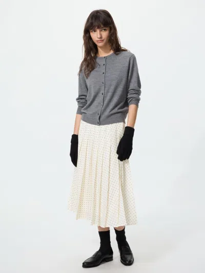 Uniqlo Women's Chiffon Pleated Midi Skirt Print, Off White, 2xs In Multi