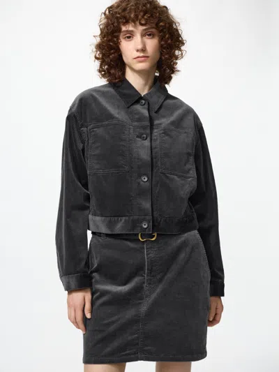 Uniqlo Women's Corduroy Short Jacket, Dark Gray, 2xs