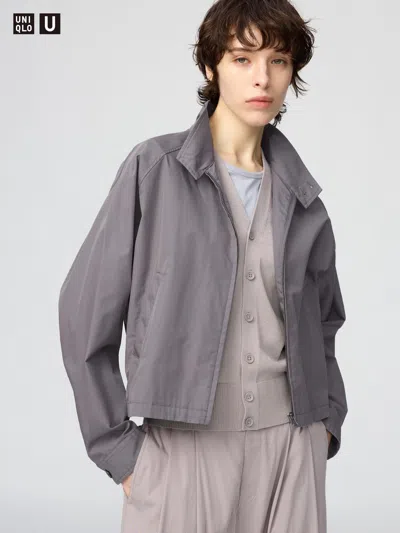 Uniqlo Women's Cotton Blend Short Blouson Jacket Purple 2xl Nylon/denim  Us