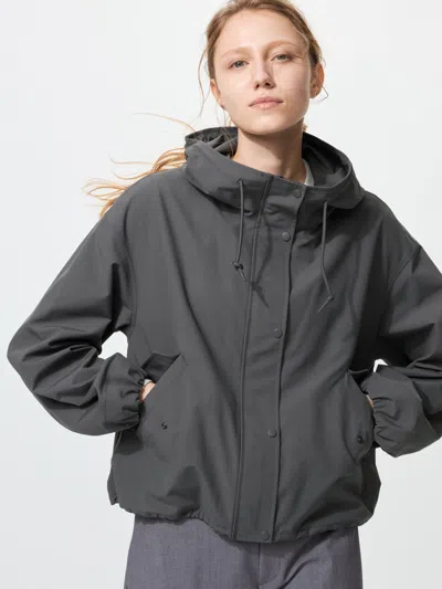 Uniqlo Women's Cotton Blend Short Parka Gray 2xl  Us