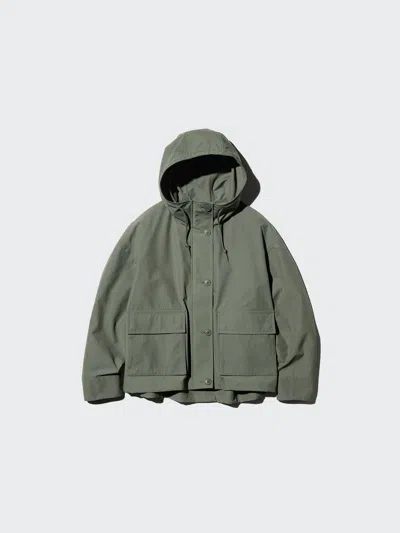 Uniqlo Women's Cotton Blend Utility Parka, Olive, Xl In Green