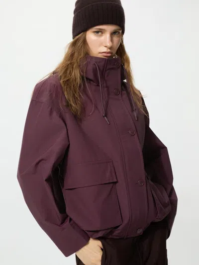 Uniqlo Women's Cotton Blend Utility Parka, Wine, Xl In Burgundy