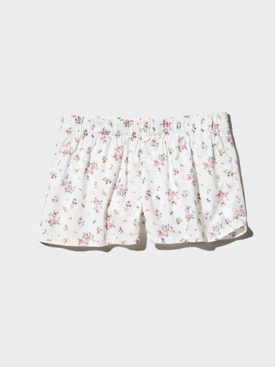 Uniqlo Women's Cotton Boxer Easy Shorts Print, Off White, Xl, 100% Cotton In Animal Print