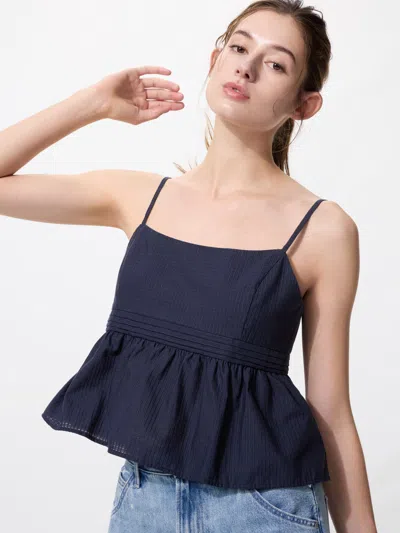 Uniqlo Women's Cotton Dobby Camisole Navy 2xl Denim  Us In Black