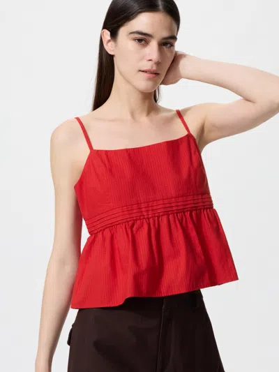 Uniqlo Women's Cotton Dobby Camisole Red Xl Denim  Us