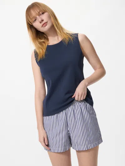 Uniqlo Women's Cotton Easy Shorts Stripe Blue Xl  Us
