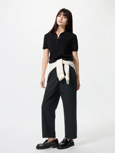 Uniqlo Women's Cotton Relaxed Ankle Pants Black Xl  Us