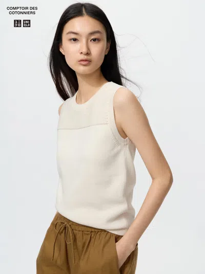 Uniqlo Women's Cotton Sweater Sleeveless Off White Xs  Us