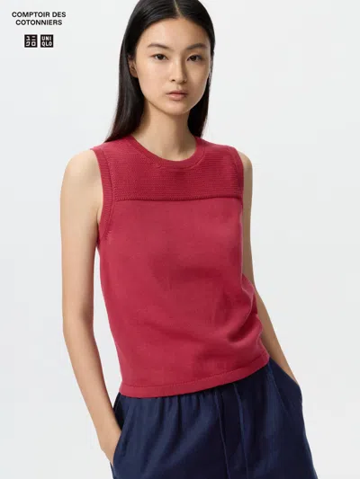 Uniqlo Women's Cotton Sweater Sleeveless Red Xl  Us