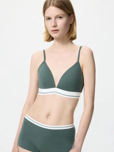 Uniqlo Women's Cotton Wireless Bra Line, Green, Xs