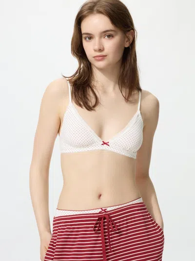 Uniqlo Women's Cotton Wireless Bra Triangle Unlined, White, Xs