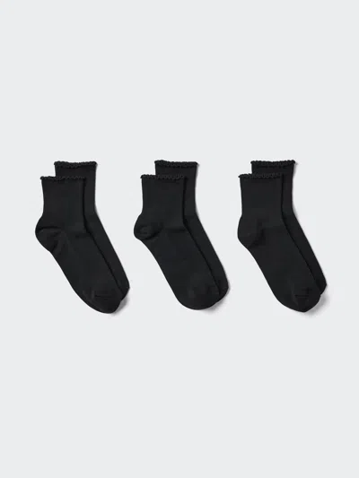 Uniqlo Women's Crew Mellow Socks 3 Pairs Black Us W 7.5-10  Us