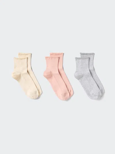 Uniqlo Women's Crew Mellow Socks 3 Pairs Natural Us W 7.5-10  Us In Blue