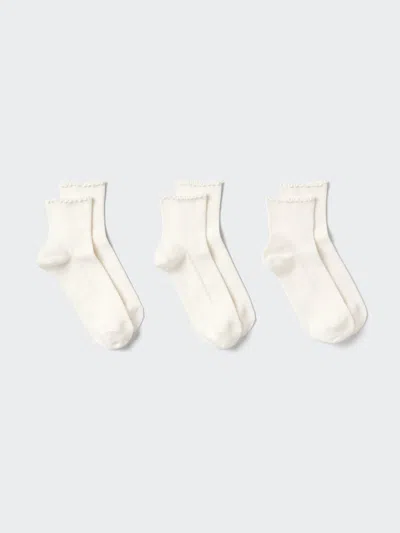 Uniqlo Women's Crew Mellow Socks 3 Pairs White Us W 7.5-10  Us