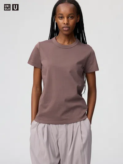 Uniqlo Women's Crew Neck T-shirt Brown 2xl  Us