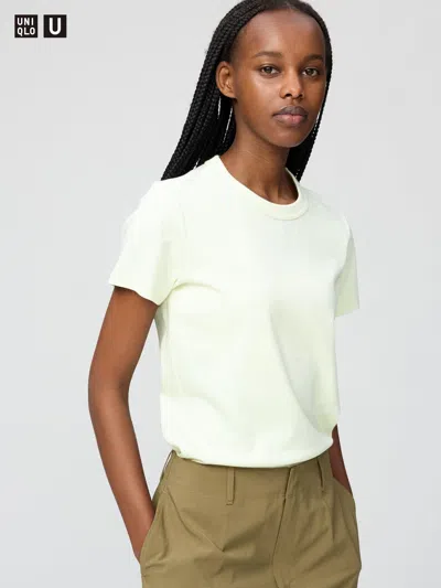 Uniqlo Women's Crew Neck T-shirt Cream Xl  Us In Green