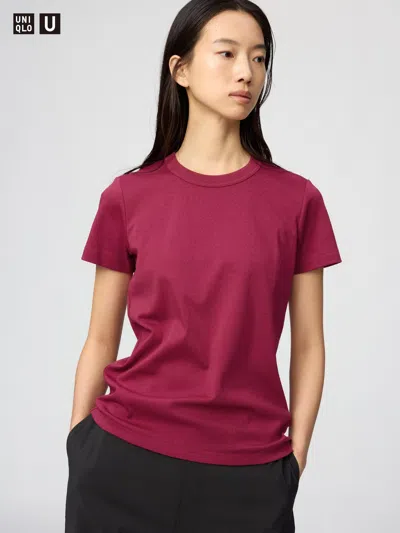 Uniqlo Women's Crew Neck T-shirt Red Large  Us In Burgundy