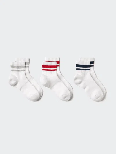Uniqlo Women's Crew Pile Socks 3 Pairs Striped With Deodorizing Off White Us W 7.5-10  Us
