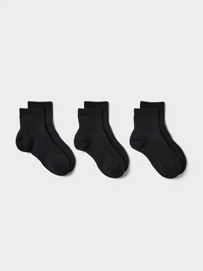 Uniqlo Women's Crew Ribbed Pile Socks 3 Pairs With Deodorizing Black Us W 7.5-10  Us