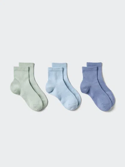 Uniqlo Women's Crew Ribbed Pile Socks 3 Pairs With Deodorizing Light Green Us W 7.5-10  Us In Multi