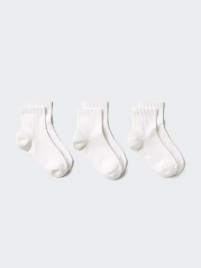 Uniqlo Women's Crew Ribbed Pile Socks 3 Pairs With Deodorizing White Us W 7.5-10  Us