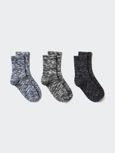 Uniqlo Women's Crew Slub Socks 3 Pairs Blue Us W 7.5-10  Us