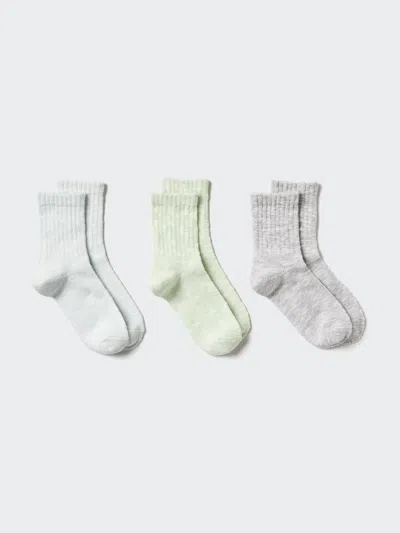 Uniqlo Women's Crew Slub Socks 3 Pairs Light Blue Us W 7.5-10  Us