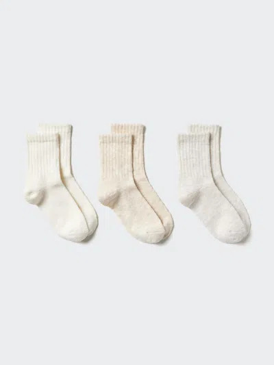 Uniqlo Women's Crew Slub Socks 3 Pairs Off White Us W 7.5-10  Us