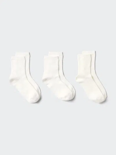 Uniqlo Women's Crew Socks 3 Pairs Popcorn Knit White Us W 7.5-10  Us