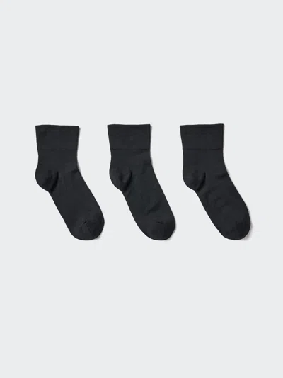 Uniqlo Women's Crew Socks 3 Pairs Tapered Black Us W 7.5-10  Us