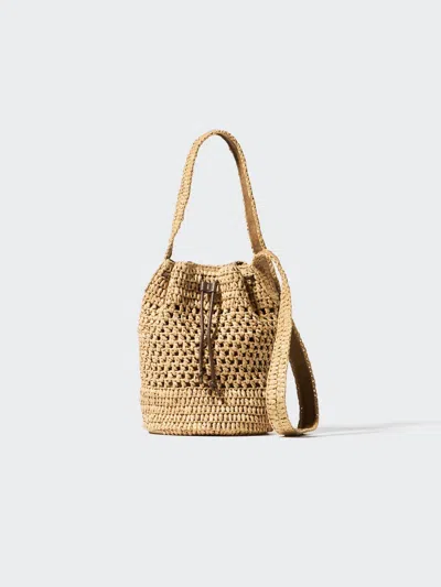 Women's Crochet Drawstring Bag, Beige In Brown from Uniqlo